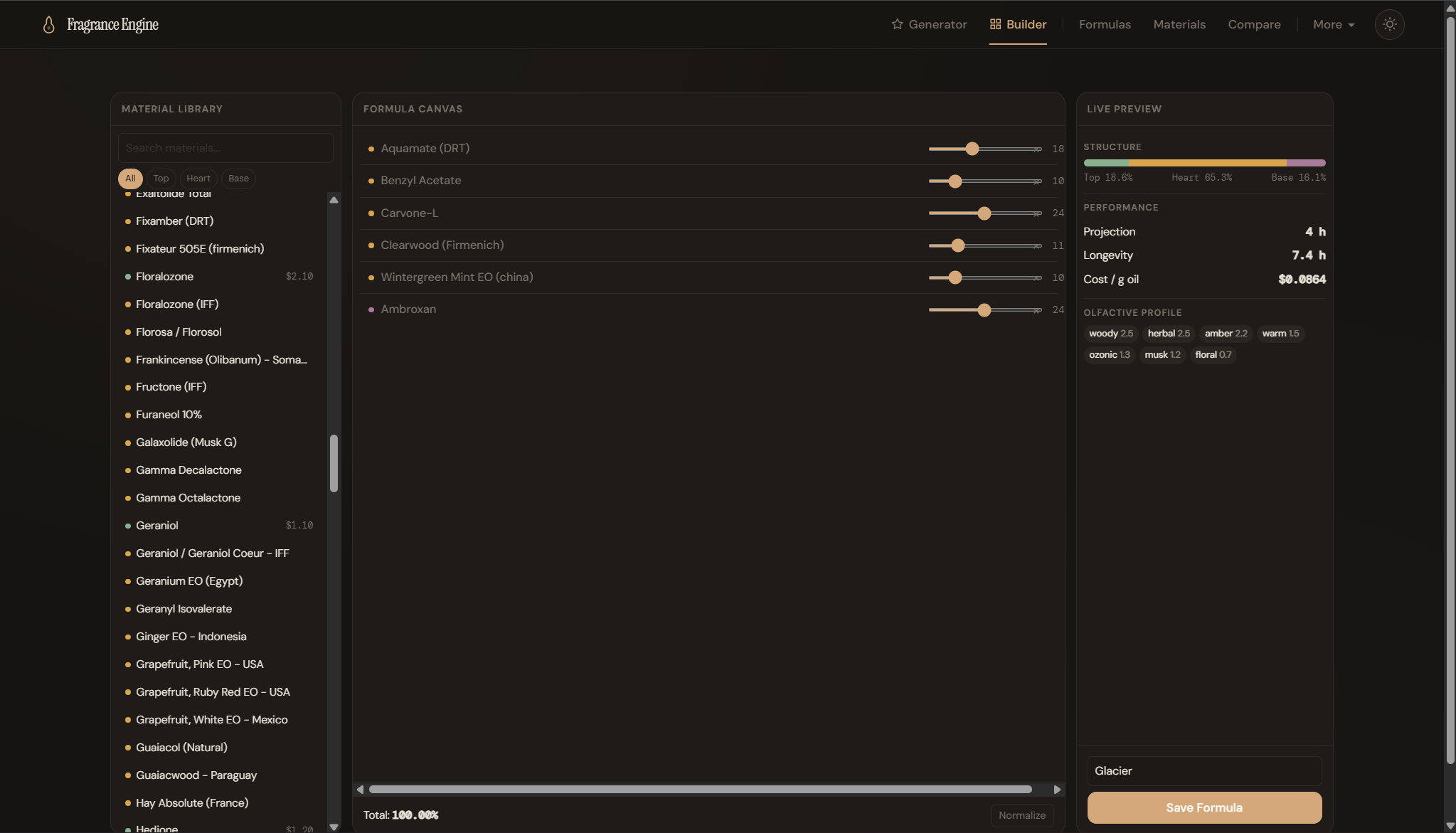 Fragrance Engine Builder View